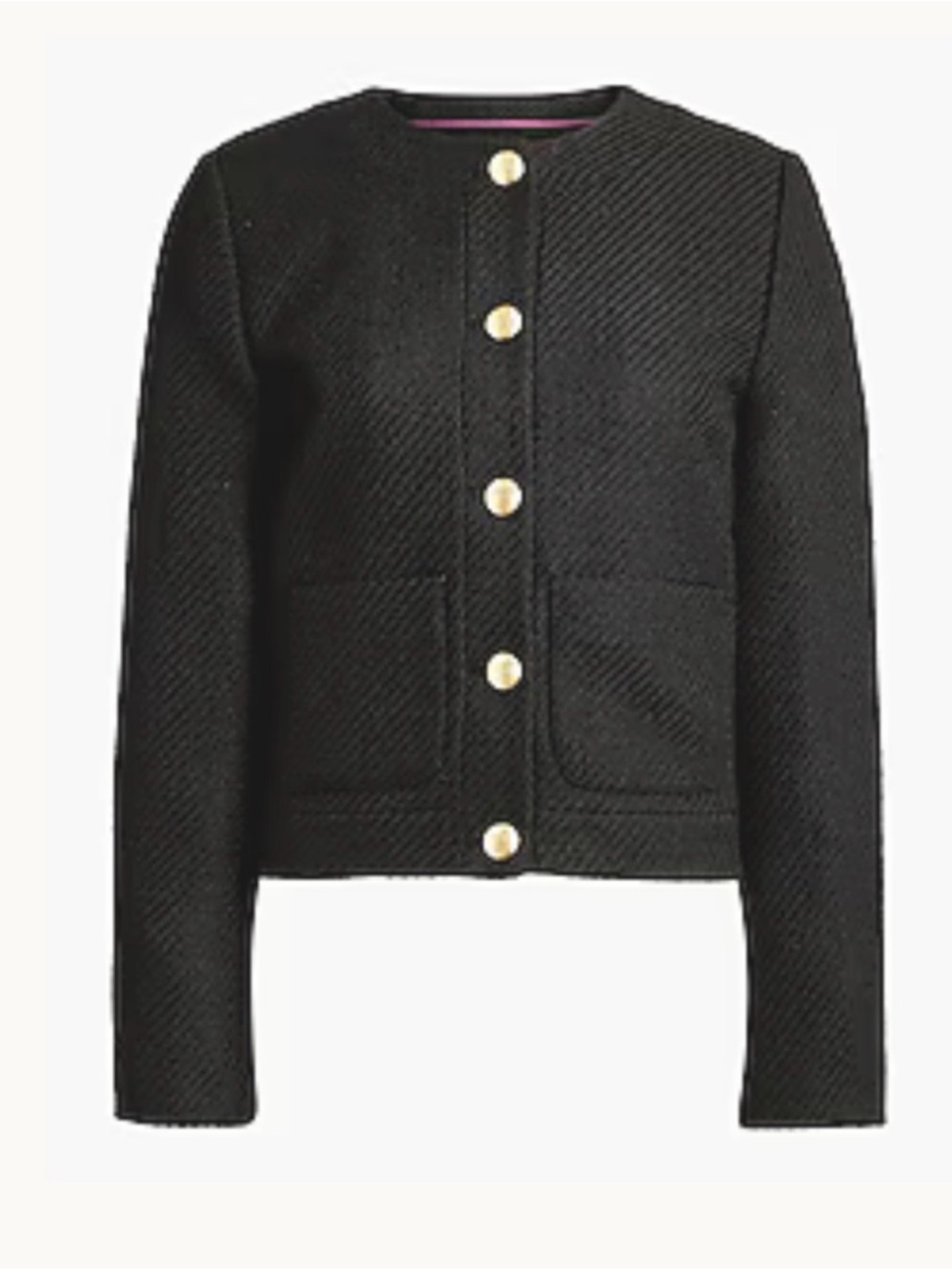 J. Crew Black Collarless Lady Jacket with Gold Buttons